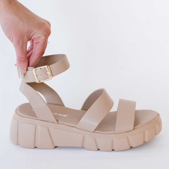 Shoes - Best Foot Forward Platform Sandals Cream